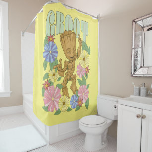 Rideaux De Douche Graphisme Retro Floral Dancing Kid Groot