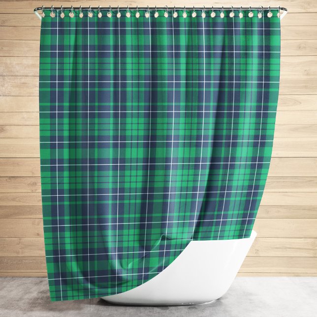 Rideaux De Douche Green Plaid Motif Rustique Ferme (Green Plaid Pattern Rustic Farmhouse Shower Curtain)
