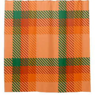 Rideaux De Douche Green, Red, Orange and Beige Tartan Plaid Scottish