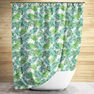 Rideaux De Douche Green Tropical Palm Feuille Motif