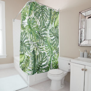 Rideaux De Douche Green Tropical Palm Feuille Summer Island Breeze