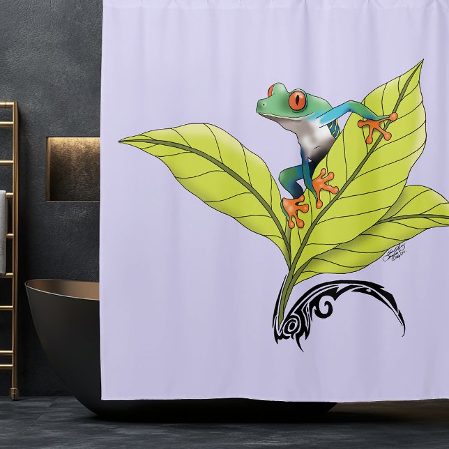 Rideaux De Douche Grenouille à arbre rouge (Créateur téléchargé)