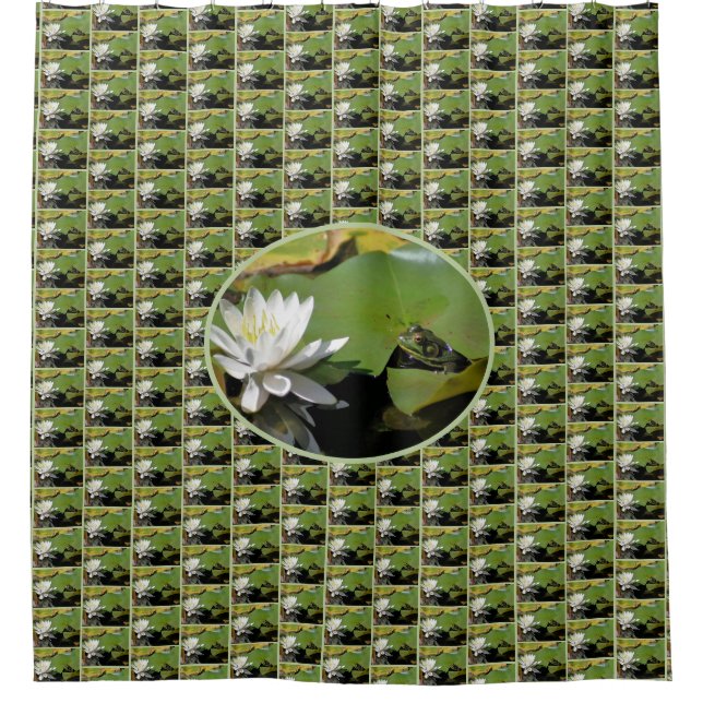 Rideaux De Douche Grenouille Admirant L'Eau Lily Nature (Devant)