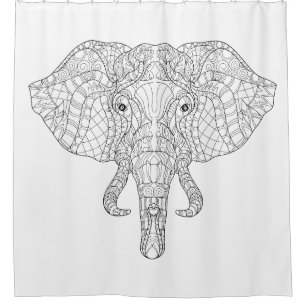 Rideaux De Douche Griffonnage 2 de tête d'éléphant