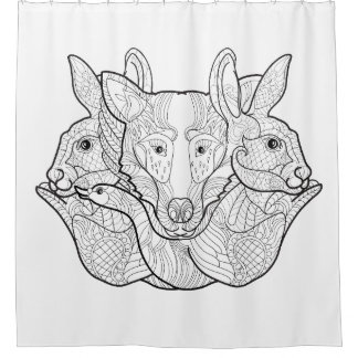 Rideaux De Douche Griffonnage animal de groupe