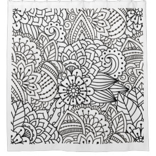 Rideaux De Douche Griffonnage de conception de fleur