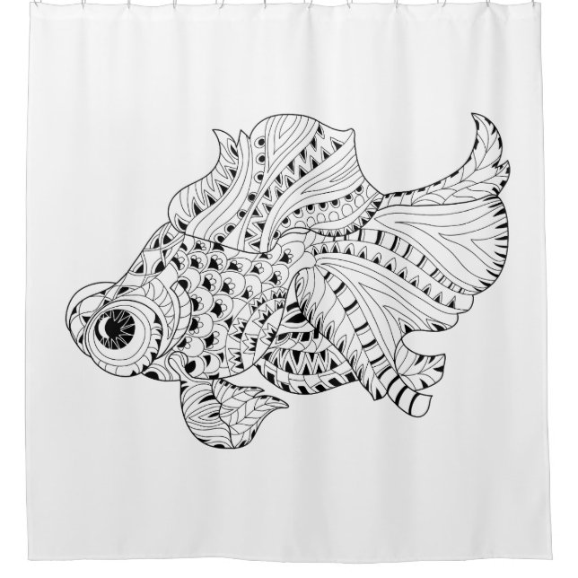 Rideaux De Douche Griffonnage de poissons (Devant)