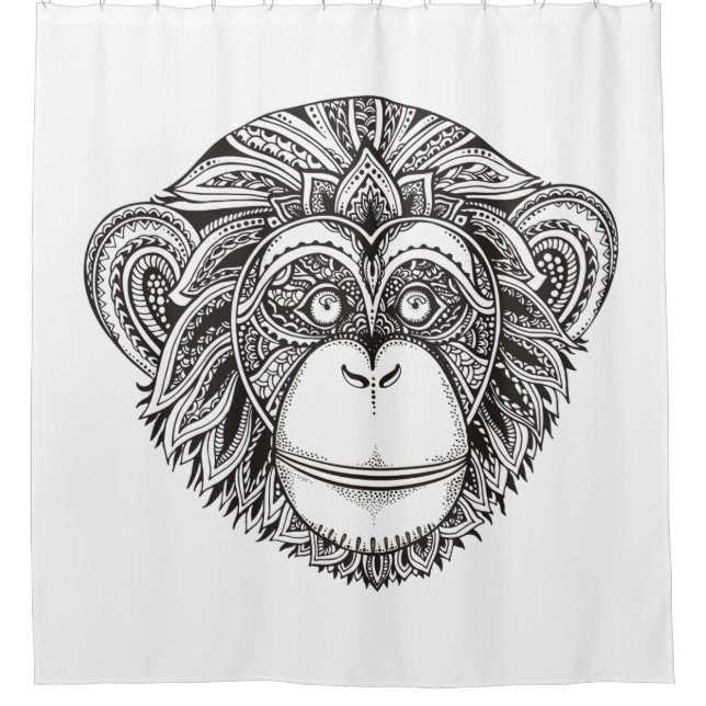 Rideaux De Douche Griffonnage d'Illustartion de singe (Devant)
