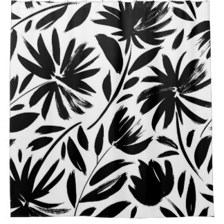 Rideaux De Douche Grille noire : vintage motif chrysanthème
