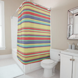 Rideaux De Douche Grilles colorées modernes Aqua rouge jaune bleu