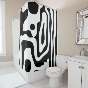 Rideaux De Douche Grip Vise : Noir et Blanc Abstrait