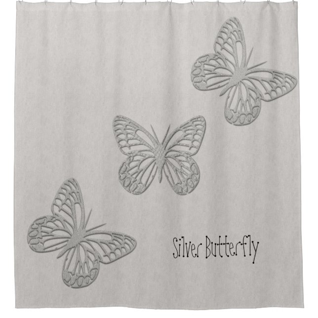 Rideaux De Douche Gris argenté de papillon texturisé (Devant)