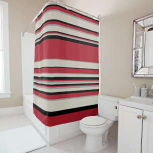 Rideaux De Douche Gris complexes - Rouge, gris, noir et blanc os