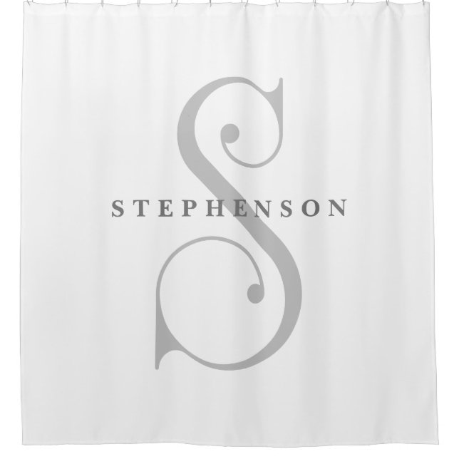 Rideaux De Douche Gris sophistiqué avec Monogramme élégant S Personn (Devant)