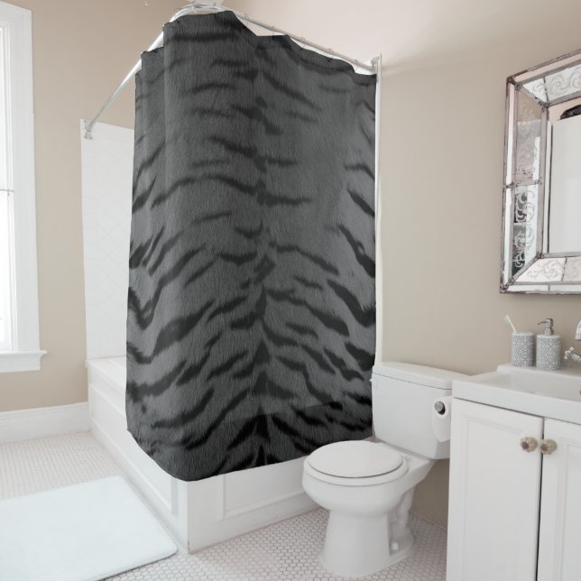 Rideaux De Douche Gris Tigre Peau Imprimer (En situation)