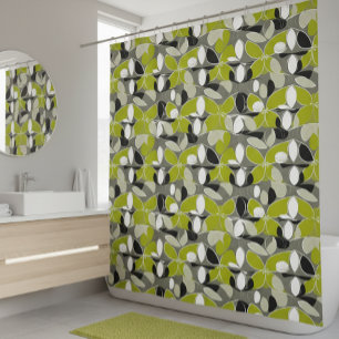 Rideaux De Douche Gris vert citron vert mi-siècle Impression moderne