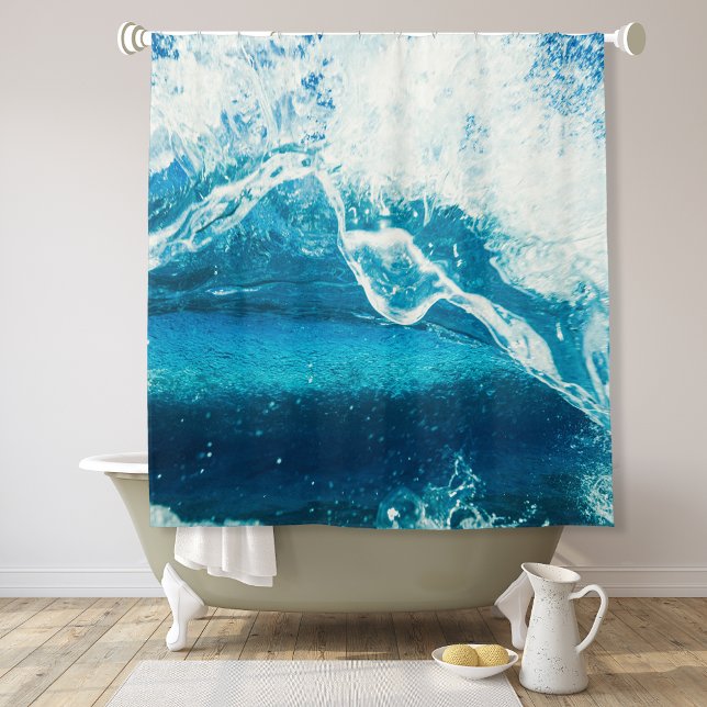 Rideaux De Douche Gros plan des vagues d'eau bleue (Créateur téléchargé)