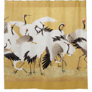 Rideaux De Douche Grues d'horloges japonaises Vintage Bird Rich Clas