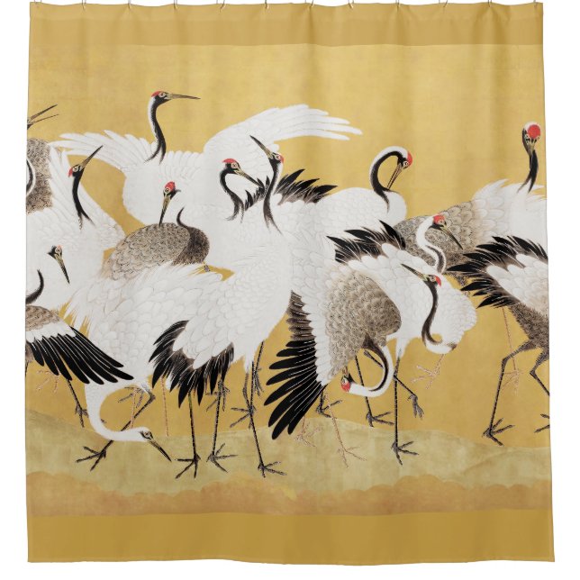 Rideaux De Douche Grues d'horloges japonaises Vintage Bird Rich Clas (Devant)