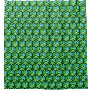 Rideaux De Douche Grues japonaises, Jade Green et Bleu clair