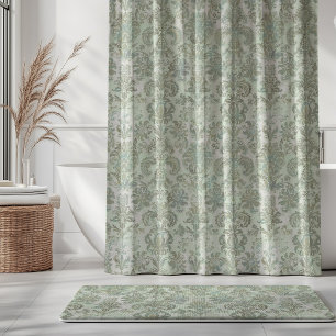 Rideaux De Douche Grunge Damask Canard Bleu Œuf de Sauge Vert