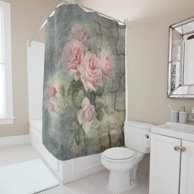 Rideaux De Douche GRUNGY ROSES - Fleurs Vintages (En situation)