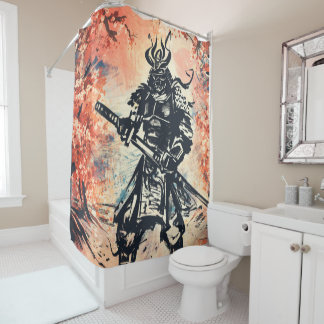 Rideaux De Douche Guerrier Samouraï ; Art Traditionnel Japonais