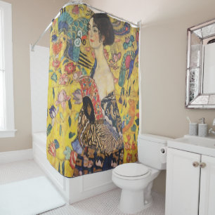 Rideaux De Douche Gustav Klimt Lady With Fan Art Nouveau Painting