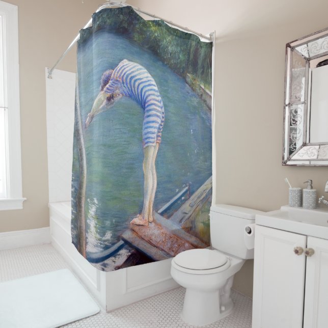 Rideaux De Douche Gustave Caillebotte - Le Bather / Le Plongeur (En situation)