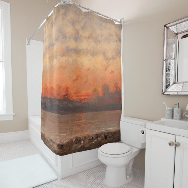 Rideaux De Douche Gustave Courbet - Coucher de soleil (En situation)