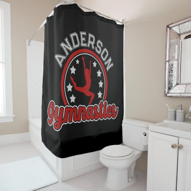 Rideaux De Douche Gymnastique AJOUTER LE NOM Gymnaste Vault Floor At (En situation)