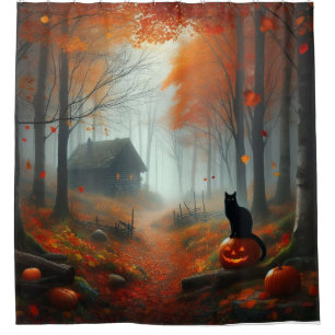 Rideaux De Douche Halloween/Automne/Automne/citrouille/chat