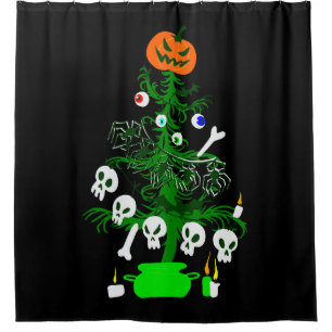 Rideaux De Douche halloween cauchemar noël arbre citrouille