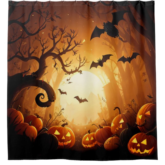 Rideaux De Douche Halloween/chauve-souris/Citrouille/automne (Devant)