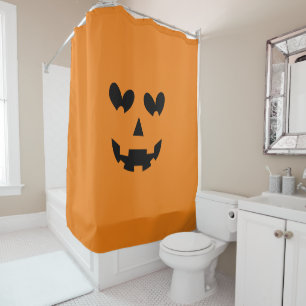 Rideaux De Douche Halloween Citrouille de coeur heureux orange et no