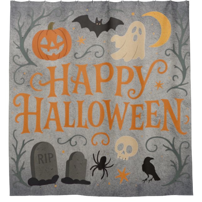 Rideaux De Douche Halloween classique et vintage (Devant)