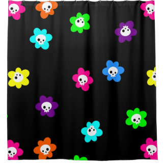 Rideaux De Douche halloween coloré crâne floral fleurs rétro