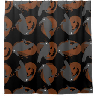 Rideaux De Douche halloween corneille citrouille