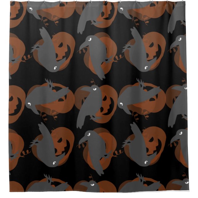 Rideaux De Douche halloween corneille citrouille (Devant)