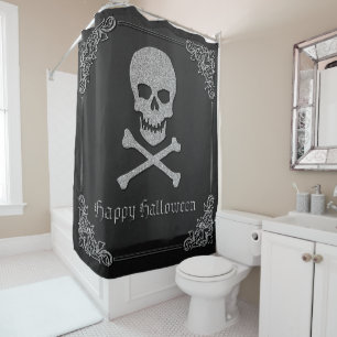 Rideaux De Douche Halloween crâne et os croisés