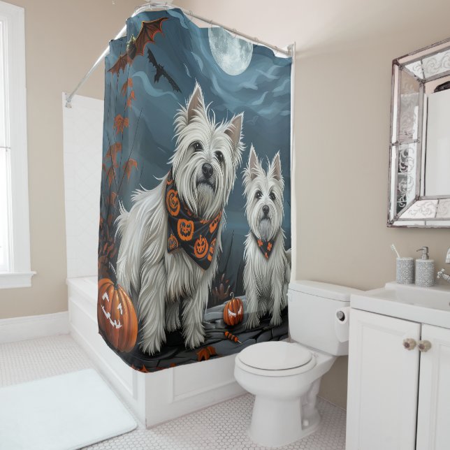 Rideaux De Douche Halloween Éffrayant West Highland (En situation)