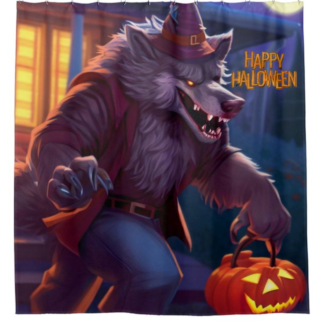 Rideaux De Douche Halloween/loup-garou/automne/automne (Devant)