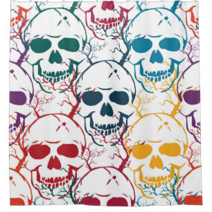 Rideaux De Douche Halloween motif sans couture avec crânes. b color