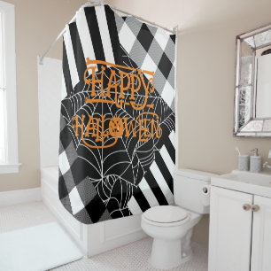 Rideaux De Douche Halloween noir et blanc Spiderweb Patchwork