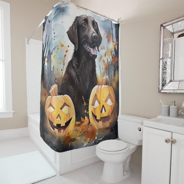 Rideaux De Douche Halloween Nouvelle-Écosse avec la peur Citrouille (En situation)