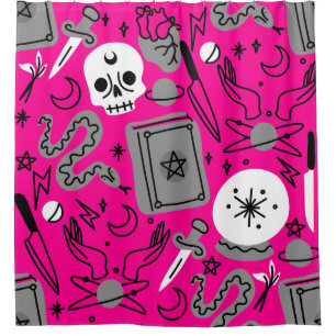 Rideaux De Douche halloween occulte magique mystique ésotérique rose
