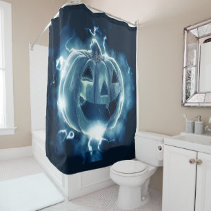 Rideaux De Douche Halloween Parti mal bleu Citrouille Horreur