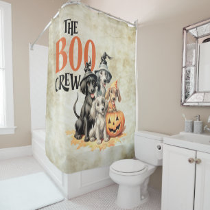 Rideaux De Douche Halloween Scary Boo Chiens d'équipage Orange Citro