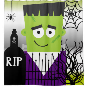 Rideaux De Douche Halloween Scary Frankenstein dans le cimetière