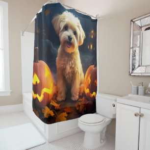 Rideaux De Douche Halloween Yorkipoo Avec La Peur Citrouille